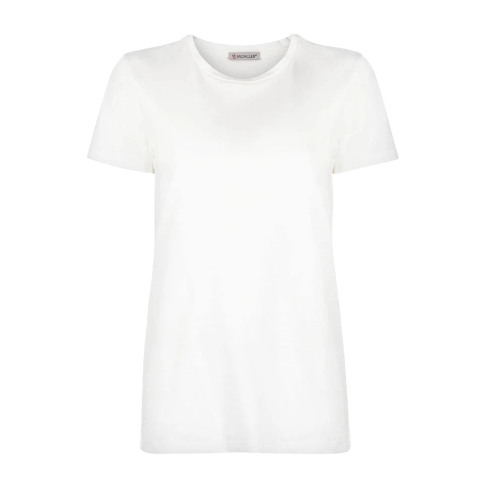 Moncler Wit Katoenen T-shirt met Logopatch White Dames