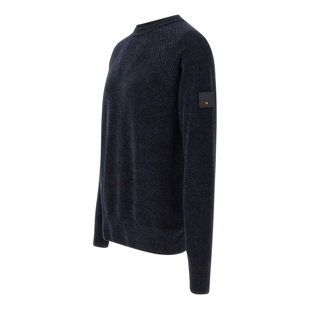 Dekker Zachte Chenille Sweater Blauw Ronde Hals Blue Heren