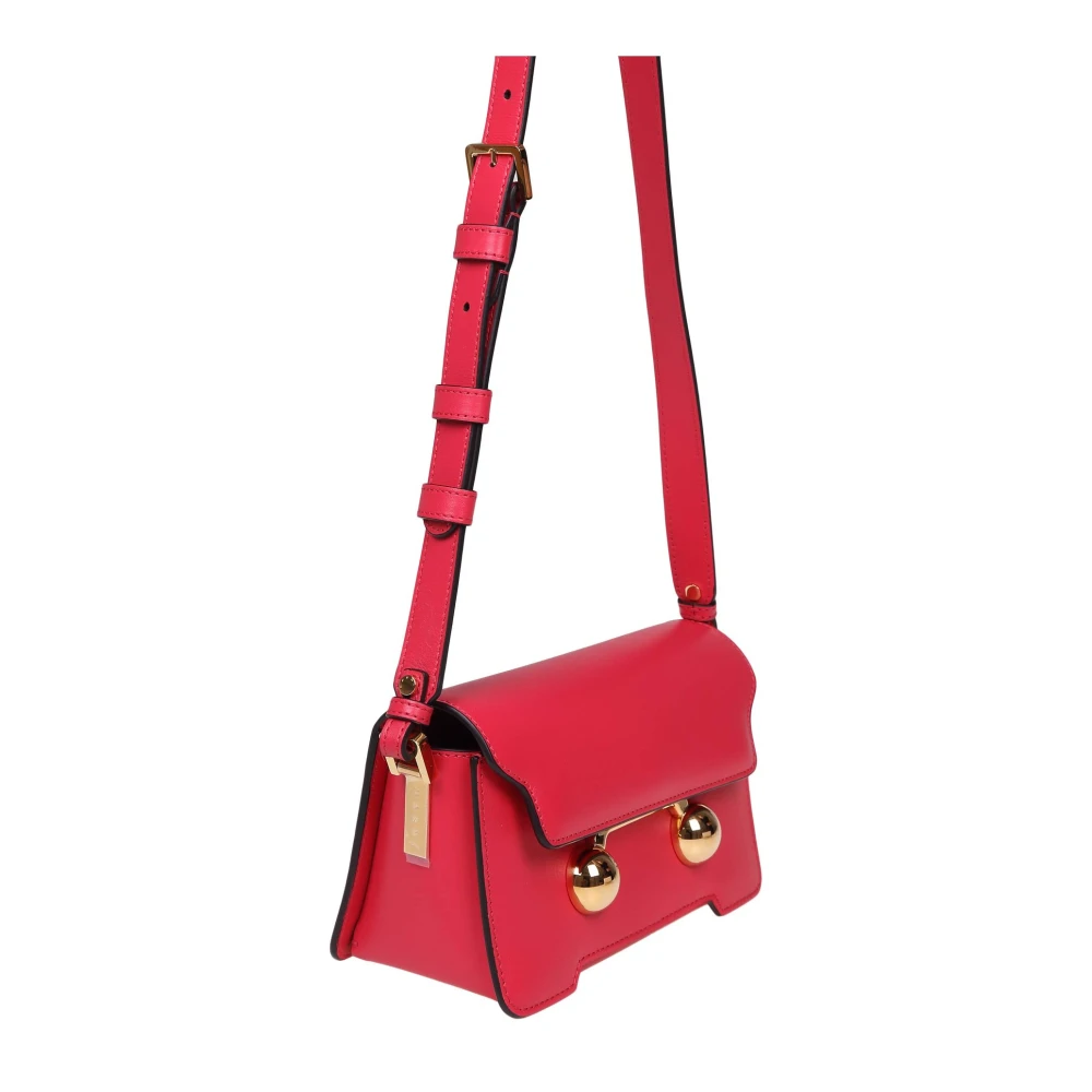 Marni Rode Leren Schoudertas met Klep Red Dames