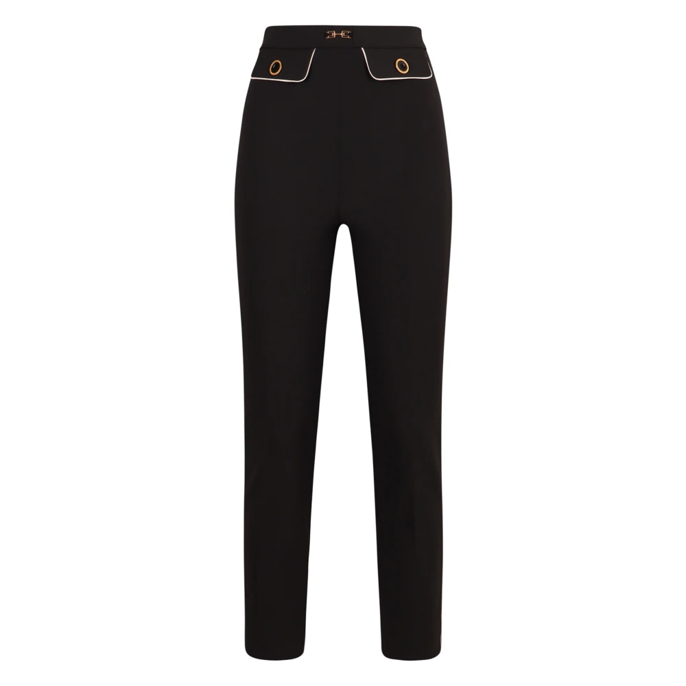 Elisabetta Franchi Crêpe Broek met Klepzakken Black Dames