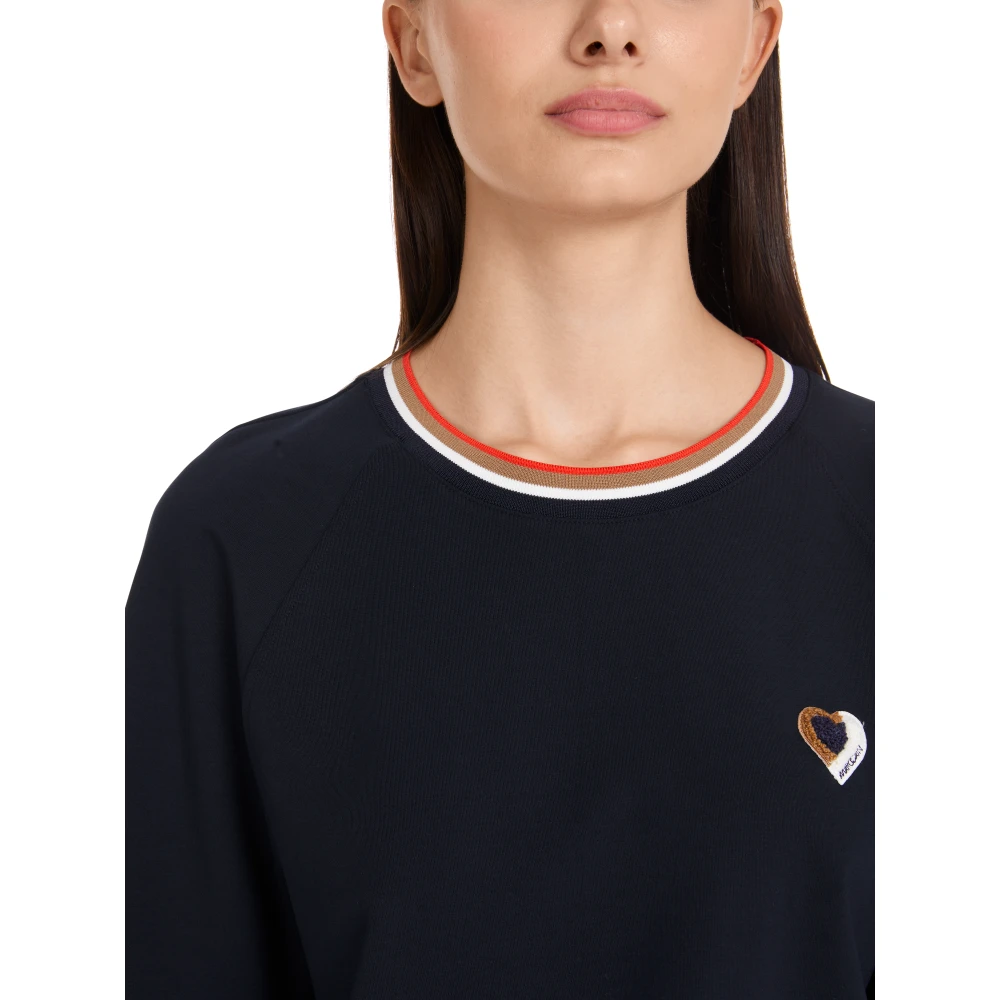 Marc Cain Gestreept Cropped T-shirt Blue Dames