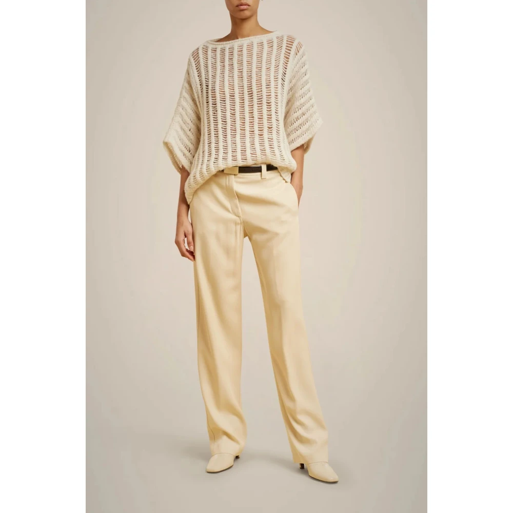 Liviana Conti Alpaca en wollen trui astrakan steek Beige Dames