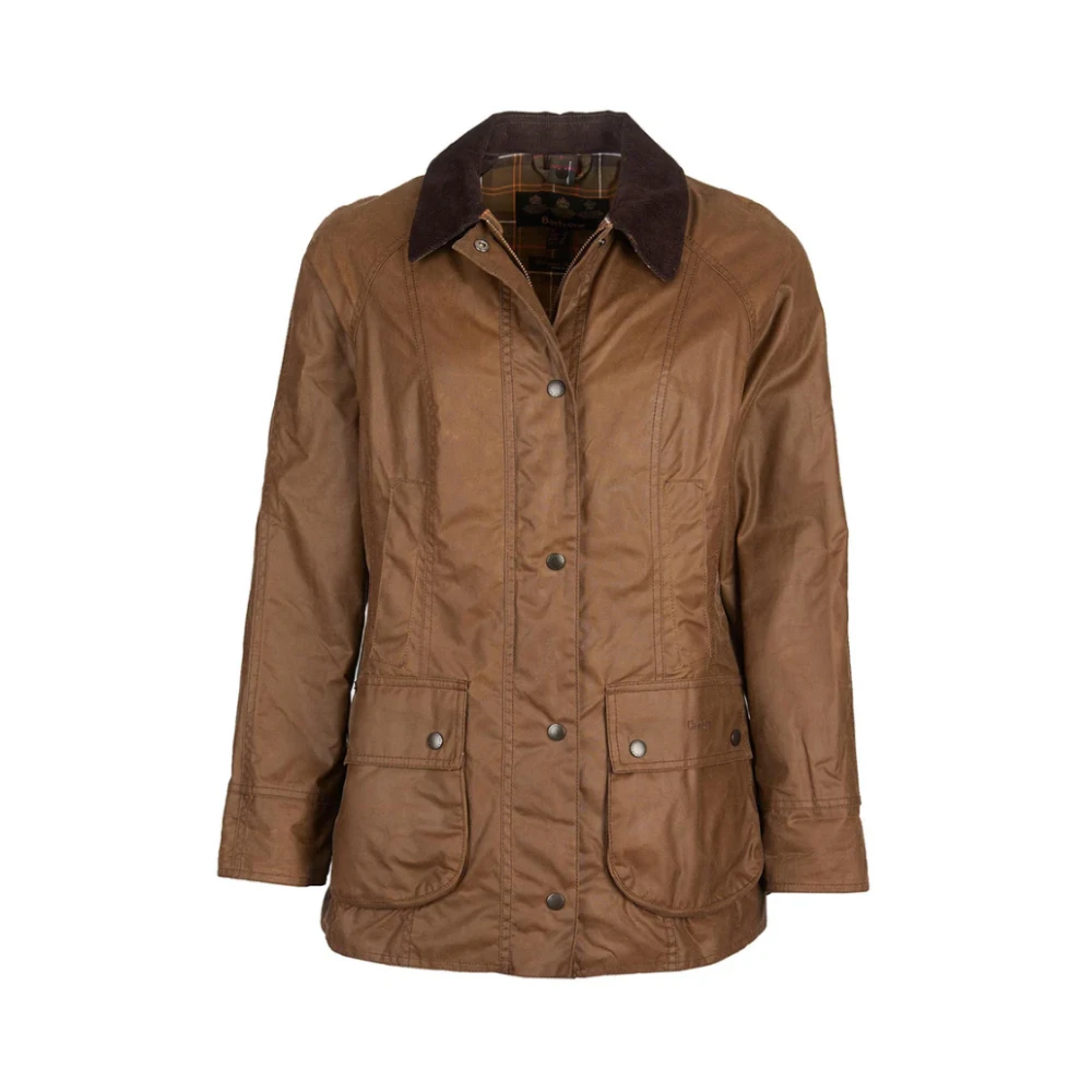 Barbour , Light Jackets, Female, Brown, S, Waxed Cotton Jacket With Tartan Lining