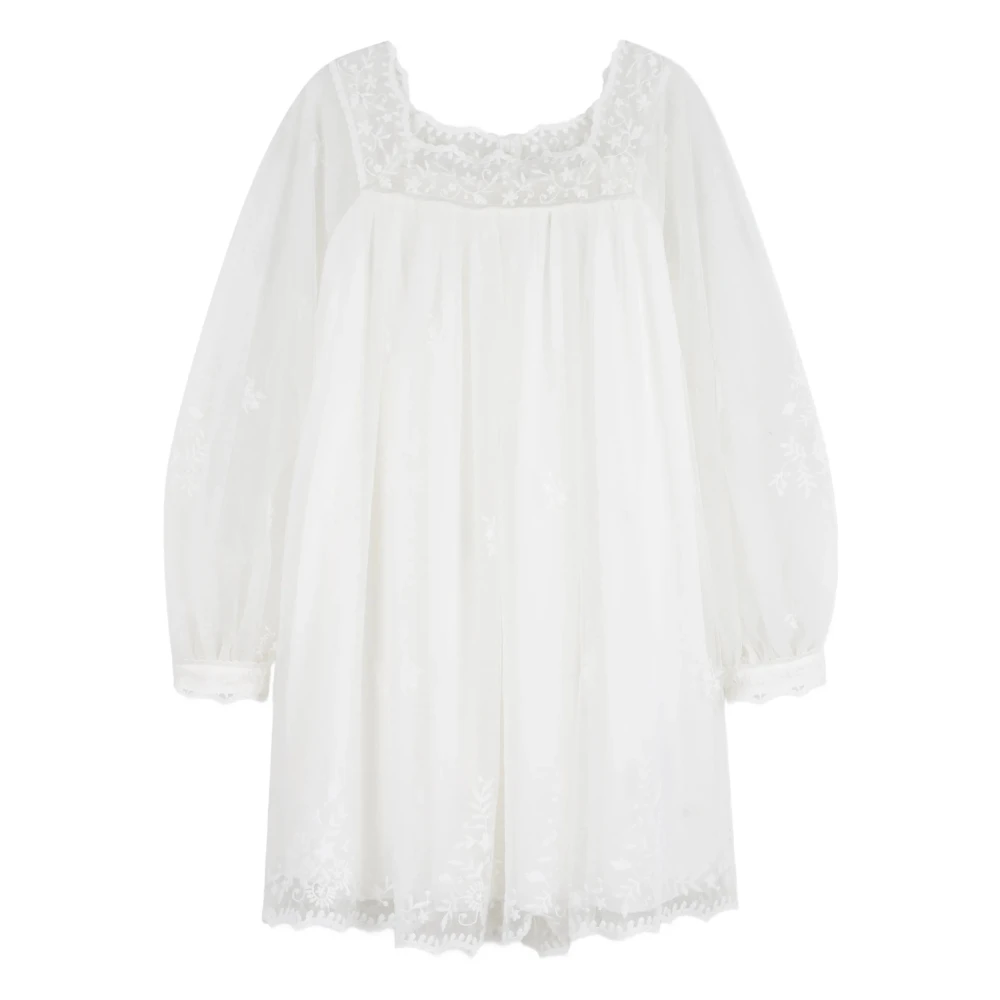 Chloé Girls White Dresses, 10 Y, Floral Embroidered Dress