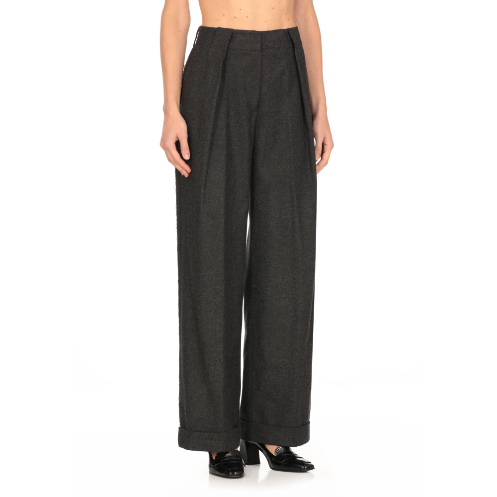 Antonelli Firenze Grijze Wollen Broek met Zakken Gray Dames