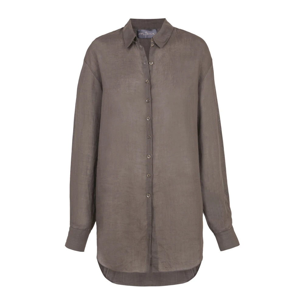 Cortana Dennis oversized shirt in kastanje ramie Brown Dames