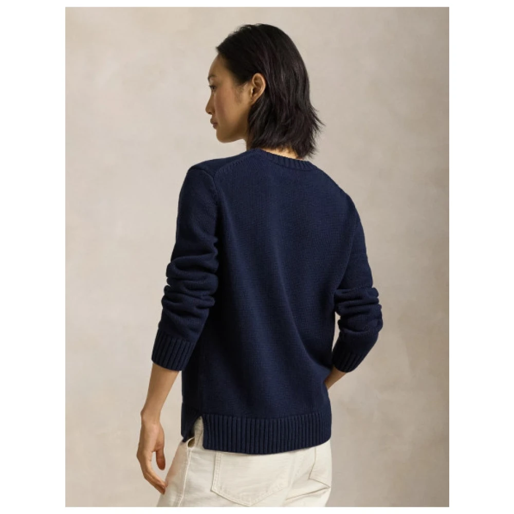 Polo Ralph Lauren Nautische Jacquard Katoenen Berentrui Blue Dames