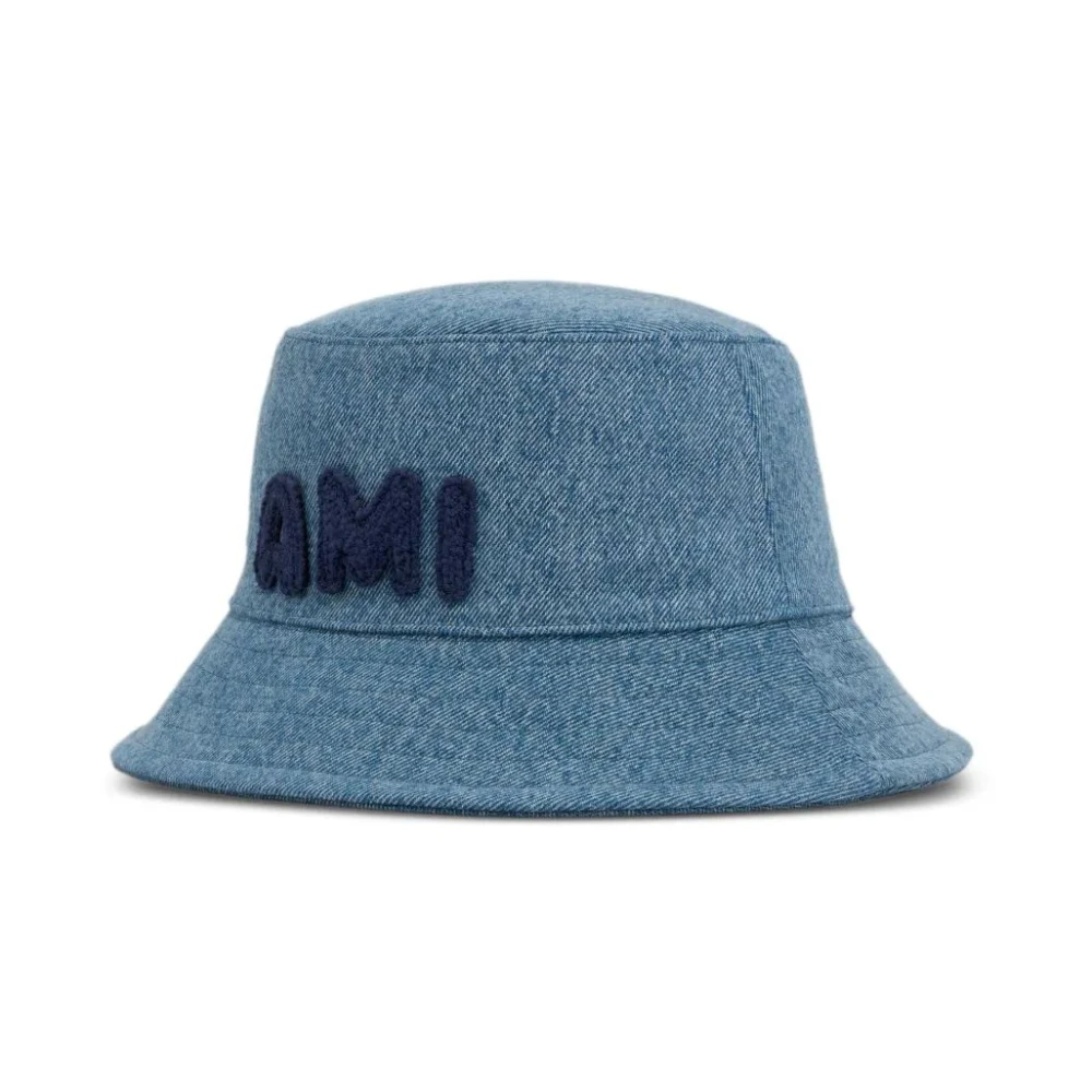 Ami Paris Bucket Hat met Patch Blue Heren