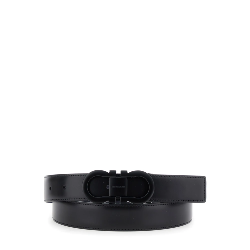 Salvatore Ferragamo Omkeerbare Gancini Zwart Blauwe Riem Black Heren