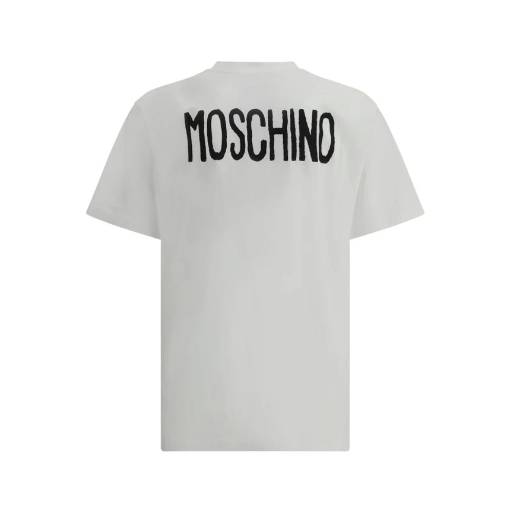 Moschino Gedrukte Tekst Katoenen T-Shirt White Heren