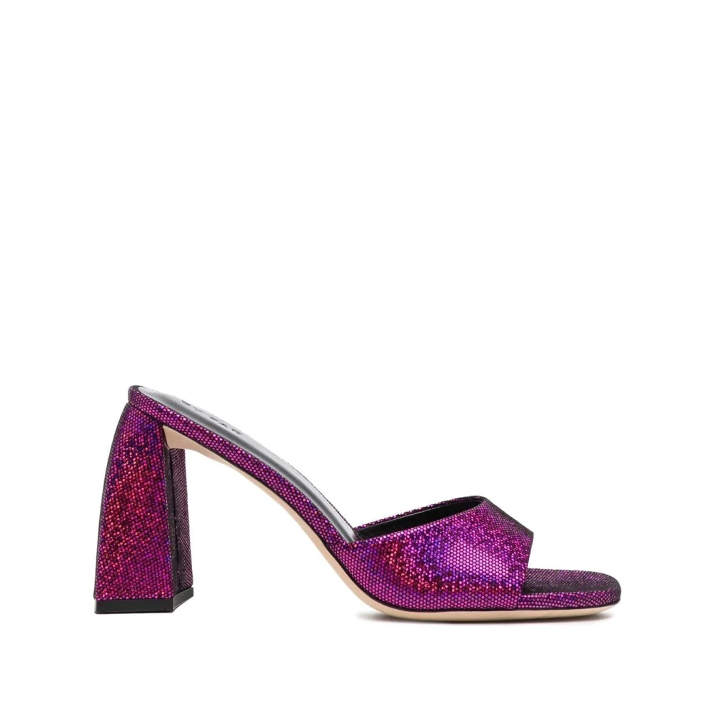 By Far Pink Heeled Mules, Female, 4 Uk, Leather Disco Mules