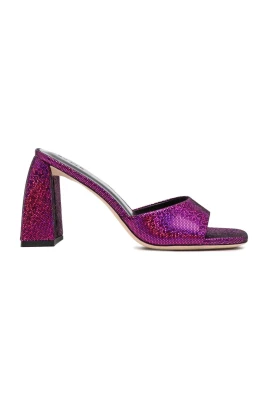 Rosa Läder Disco Mules