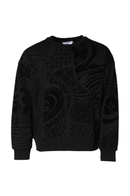 Velvet Print Crew Neck Sweater