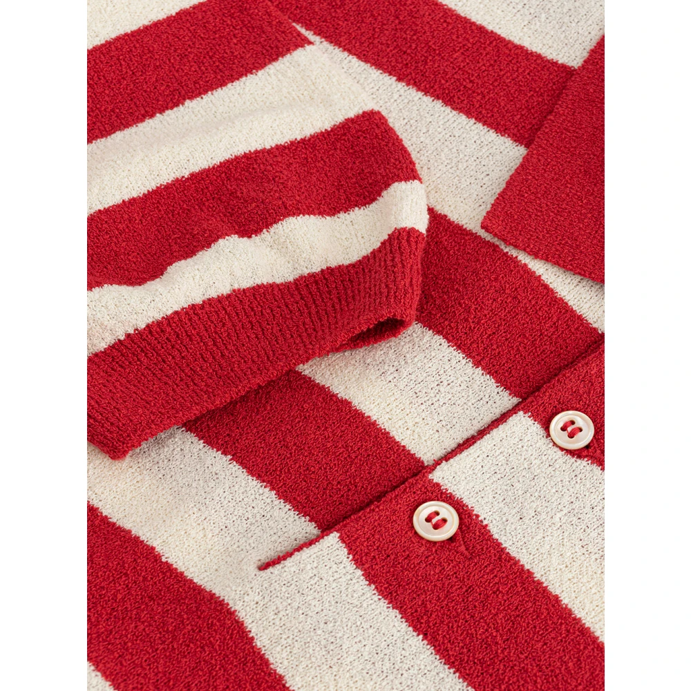 Gran Sasso Gestreept Handdoek Effect Polo Shirt Red Heren