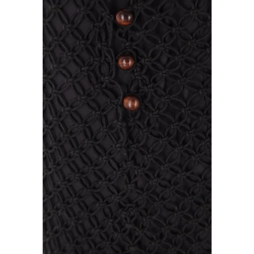 Wales Bonner Handgemaakte Zwarte Katoenen Macramé Midi Rok met Ghanese Houten en Gerecyclede Glaskralen Black Dames