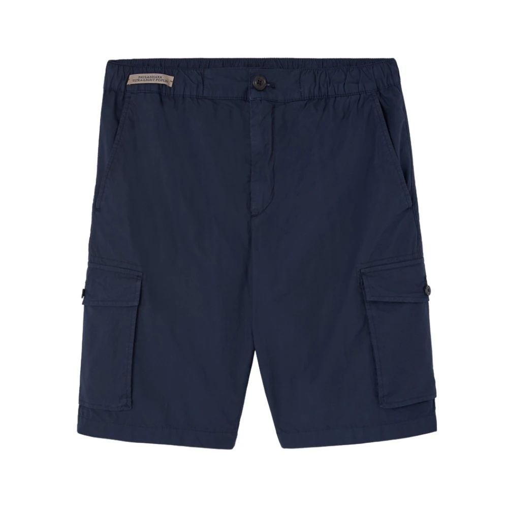 PAUL & SHARK Cargo Bermuda Shorts in Ultra-Light Poplin Blue Heren