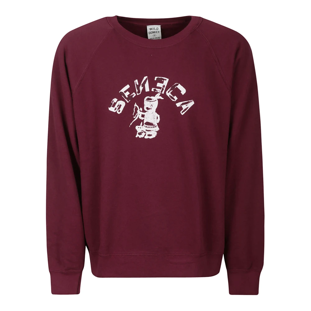 Wild Donkey Bordeauxrood Katoenen Sweatshirt met Witte Print Red Heren