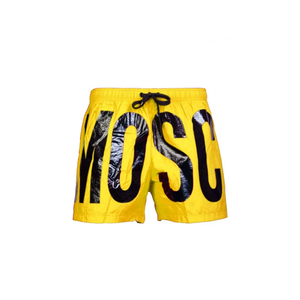 Moschino Gele zwembroek met bedrukt logo Yellow Heren