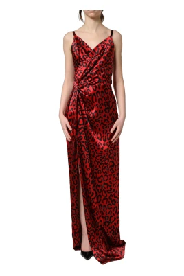 Leopard Draped Sleeveless Maxi Dress