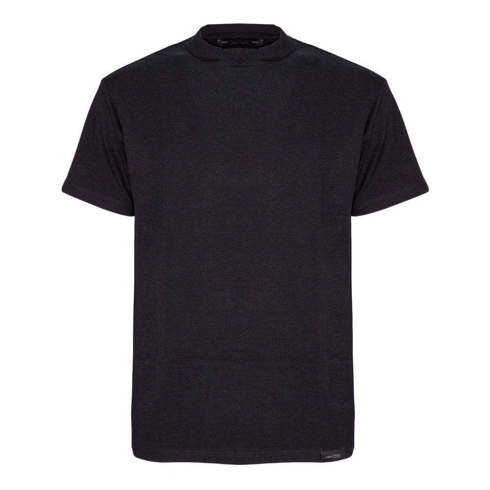 Low Brand Zwarte katoenen T-shirt met geribbelde halve hals Black Heren