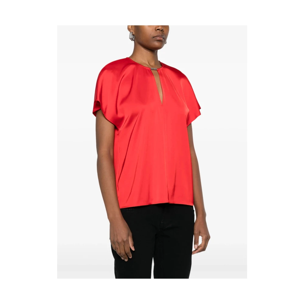 Calvin Klein Rode Shirt met Sleutelgat Hals Red Dames