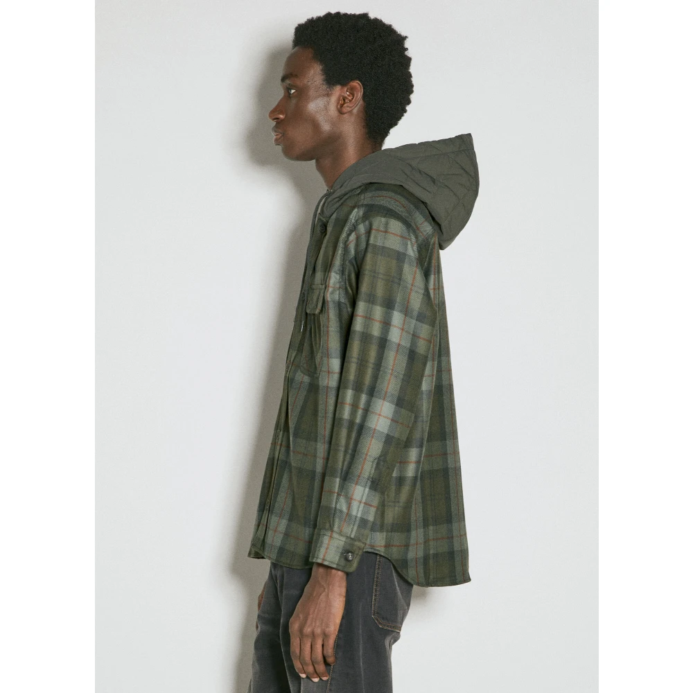 Comme des Garçons Gewatteerde Hood Flanellen Shirt Green Heren