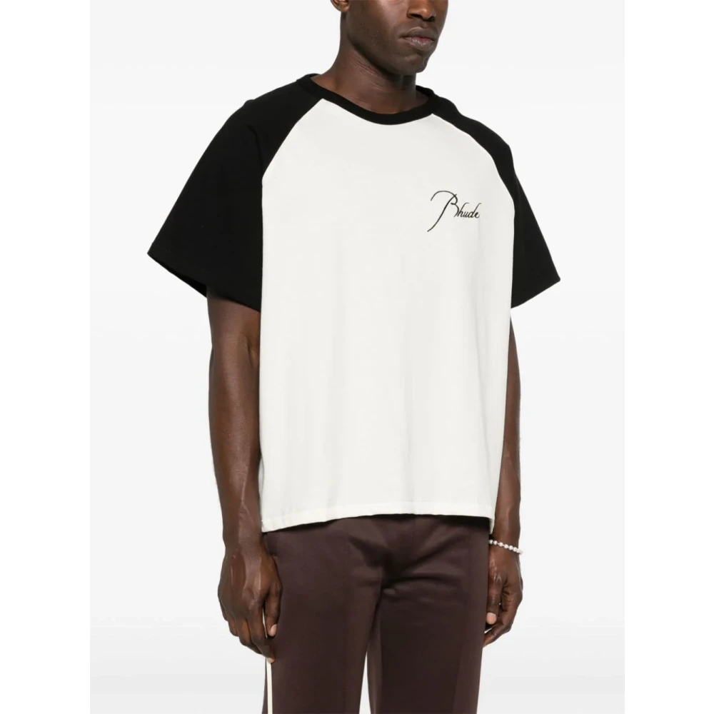 Rhude Vintage Zwart Raglan T-shirt White Heren