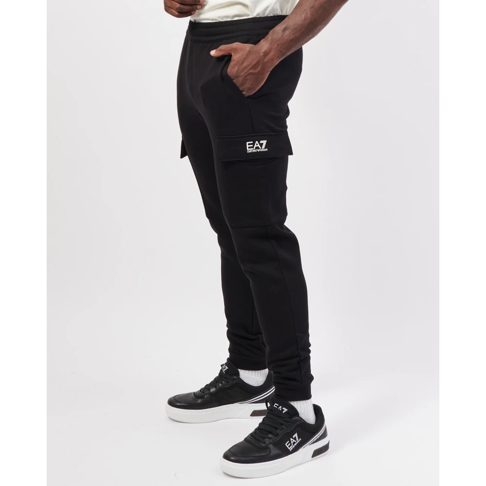 Emporio Armani Zwarte Sweatpants met Zijlogo Zakken Black Heren