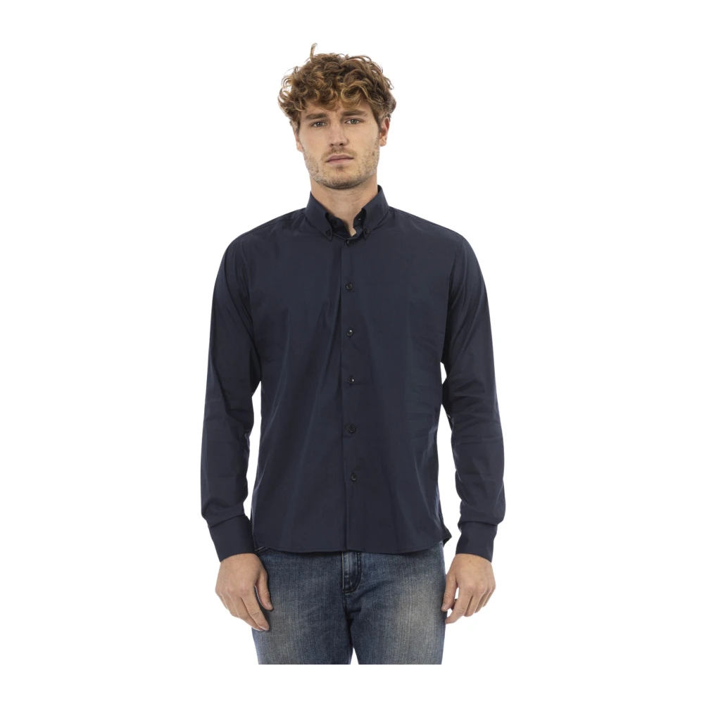 Baldinini Button-down Shirt Korte Kraag Voorkant Knoopsluiting Blue Heren