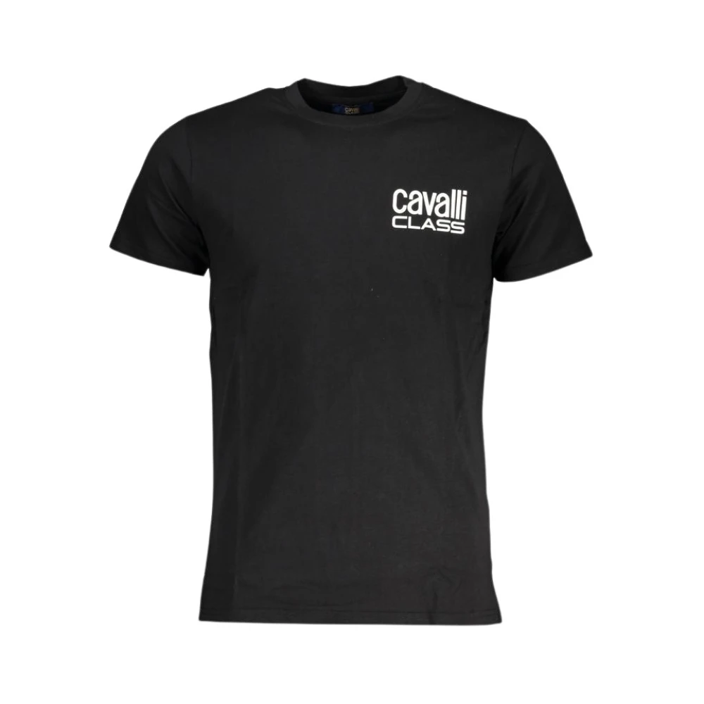 Cavalli Class Zwart Katoenen T-shirt met Print Logo Black Heren