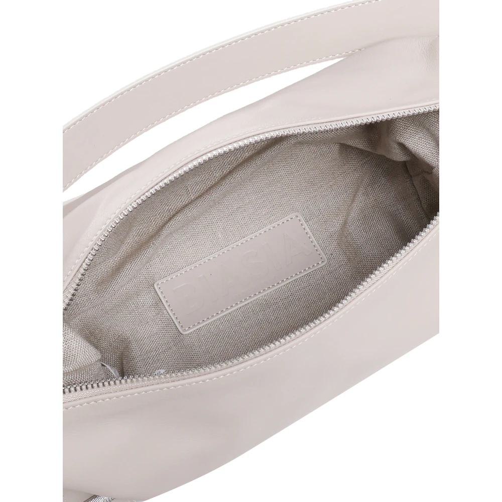 Biasia Witte leren schoudertas met zakken Beige Dames