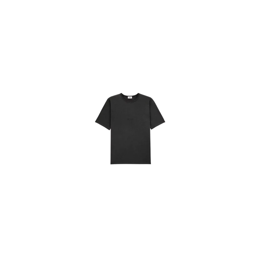 Saint Laurent Men's Gray T-Shirts, M, Embroidered Logo T-Shirt