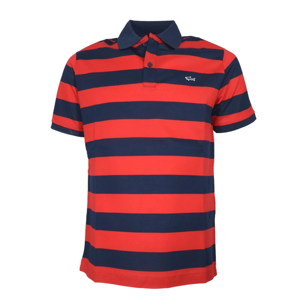 PAUL & SHARK Iconisch Badge Polo Shirt Blauw Rood Blue Heren