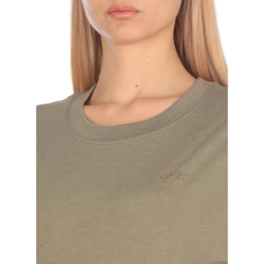 A.p.c. Groene Katoenen Crewneck T-shirt voor Vrouw Green Dames