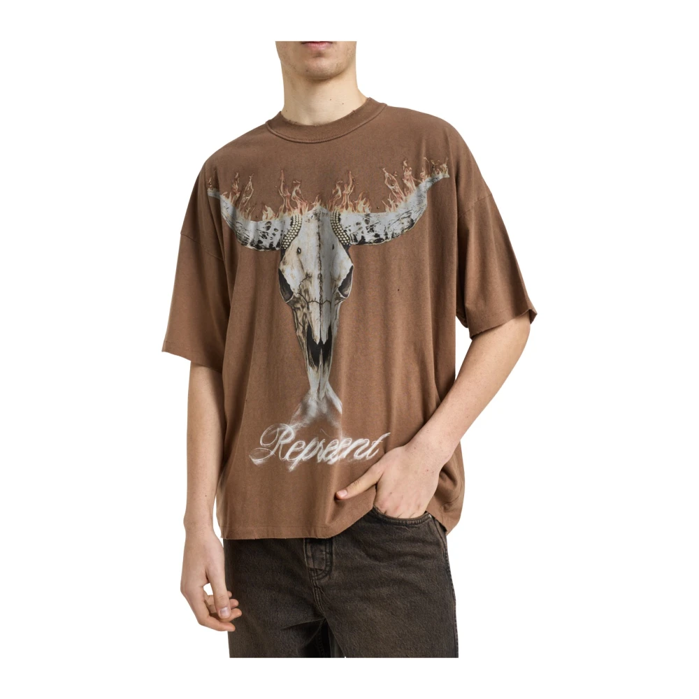 Represent T-Shirts, Male, S, Graphic T-Shirt Brown