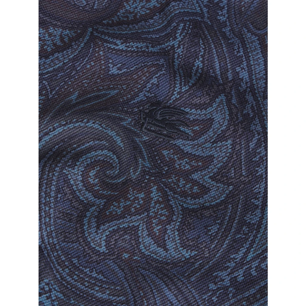 ETRO Blauwe Paisley Polo Shirt Blue Heren