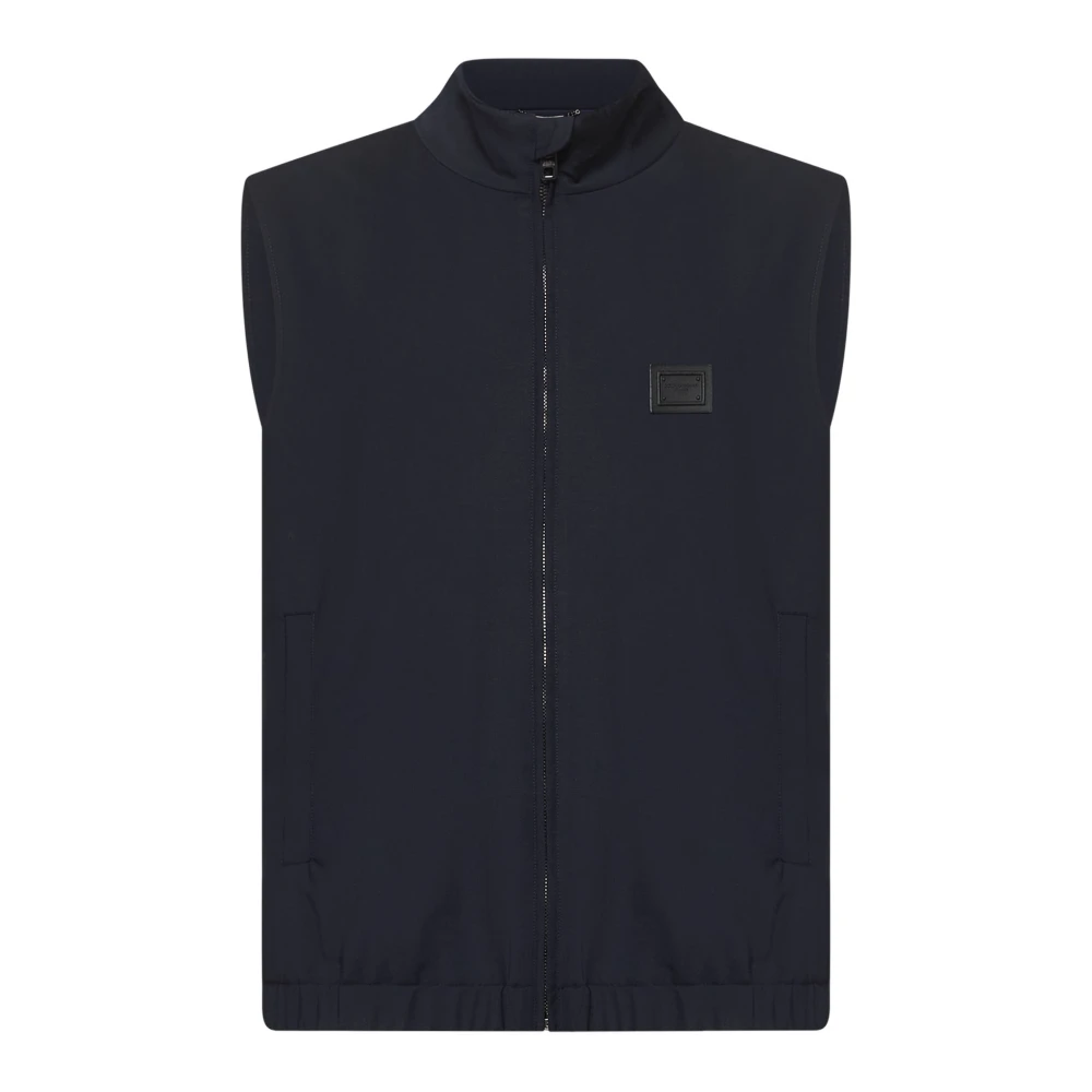 Dolce & Gabbana Blauwe Wollen Blend Rits Jas Blue Heren