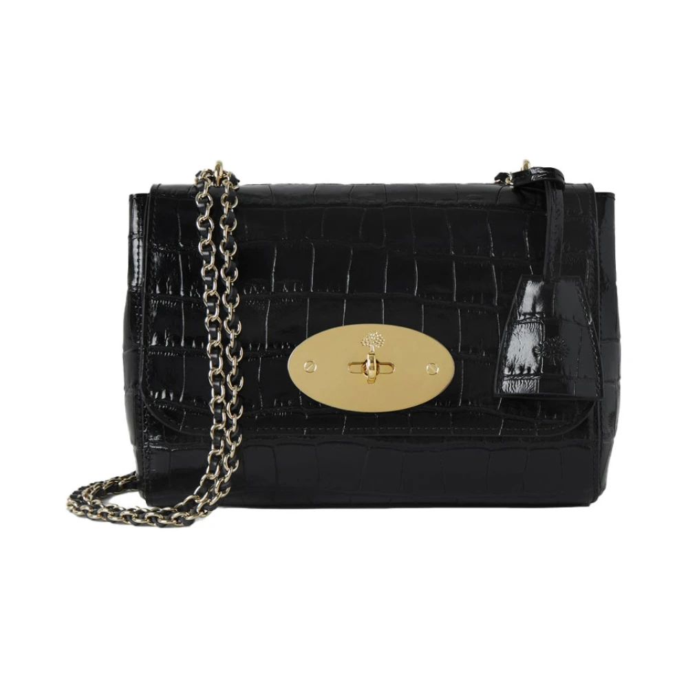 Mulberry Elegante Lily Zwarte Croc Tas Black Dames