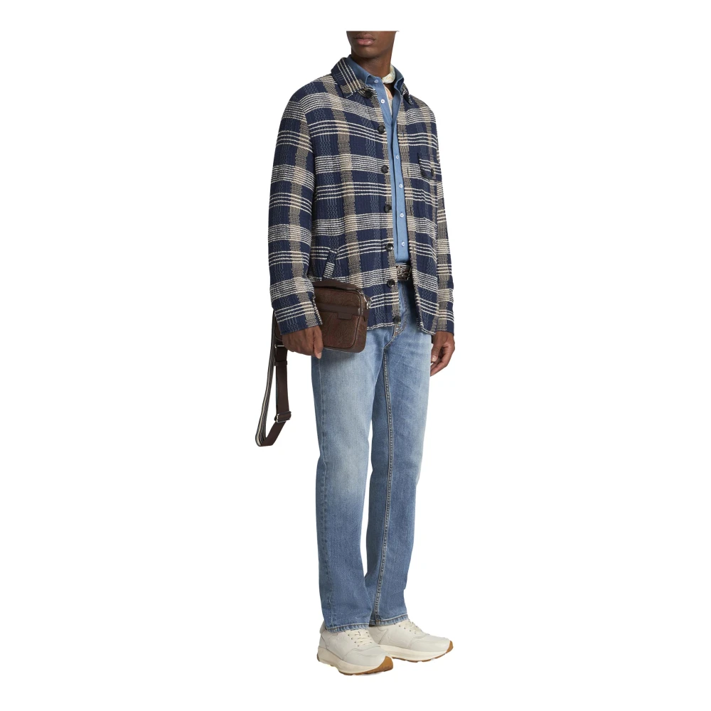 ETRO Blauw geruite overhemd met knoopsluiting Blue Heren