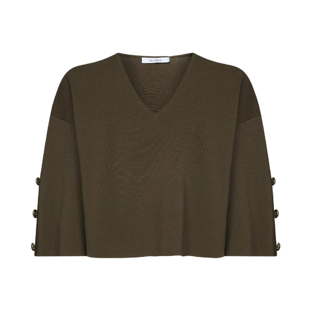 Max Mara V-Neck Knit Jumper - Female - V-Neck Knitwear - Green - L - Knitwear