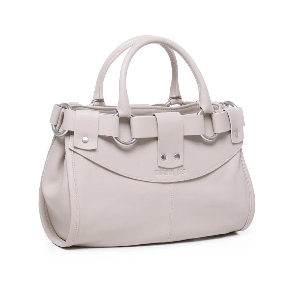 Biasia Leren Schoudertas Zandkleur Beige Dames