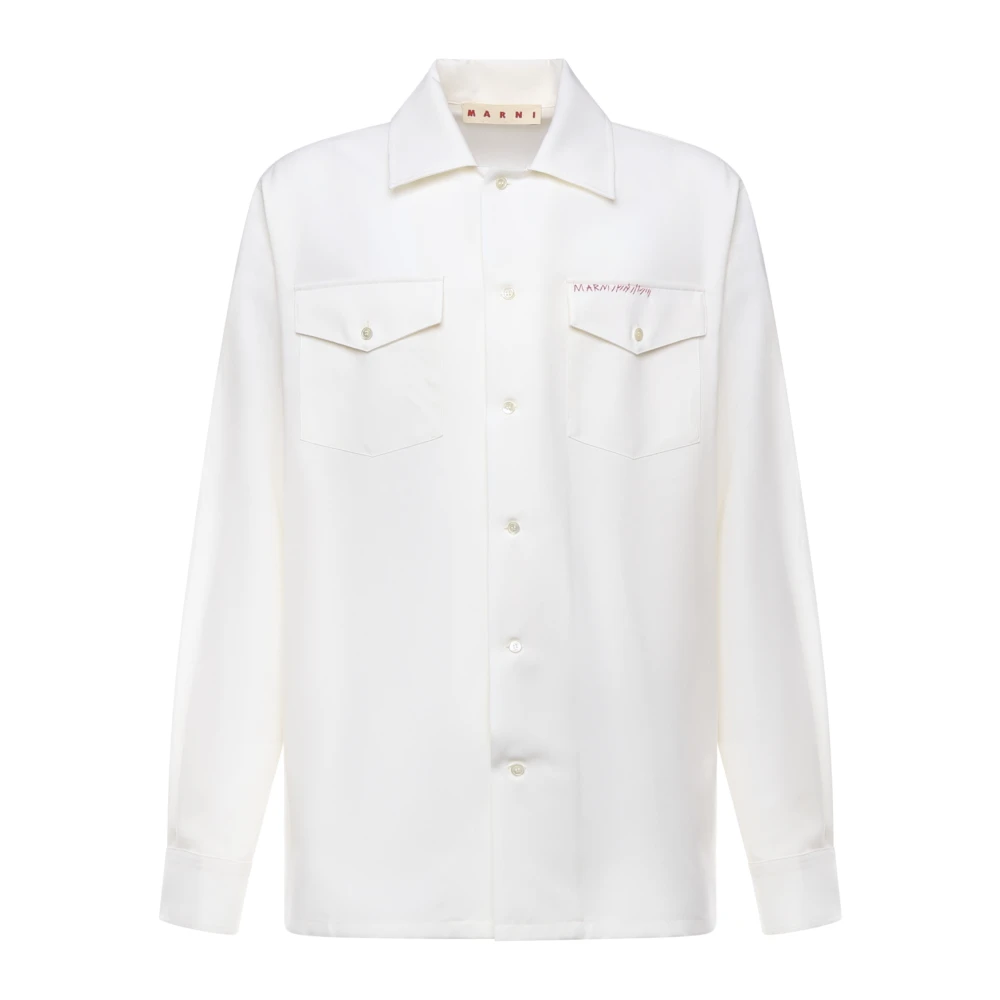 Marni Men's White Casual Shirts, Xl, Button-Up Shirt With Pocket