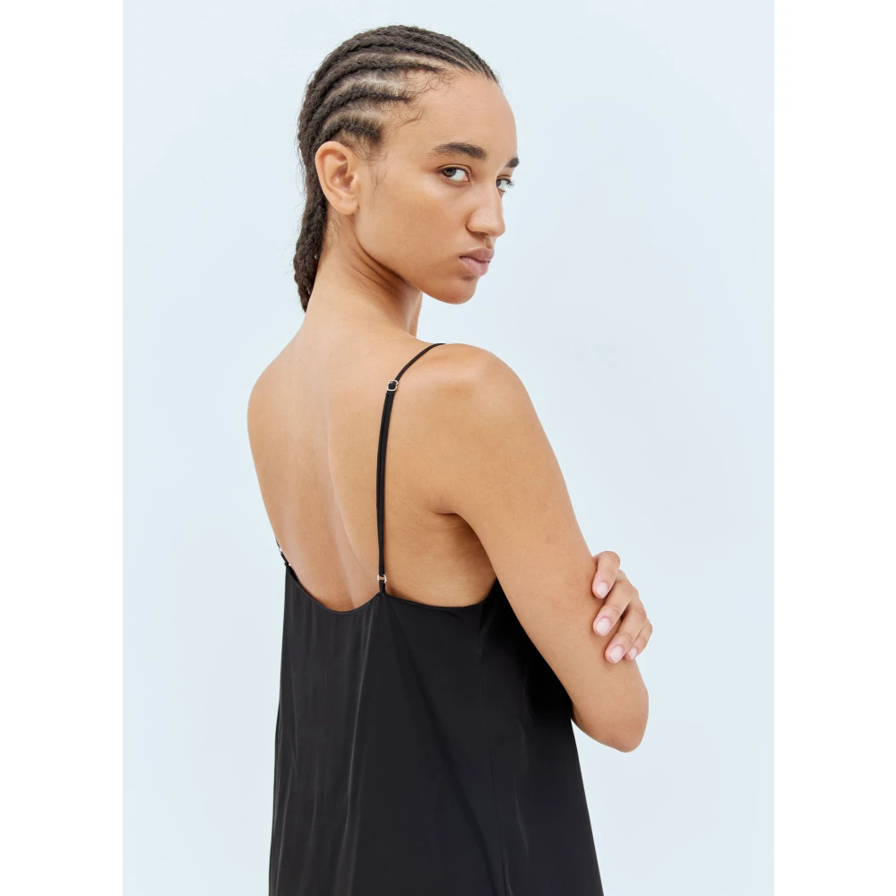 The Row Vloeibare Weefsel V-Hals Maxi Jurk Black Dames