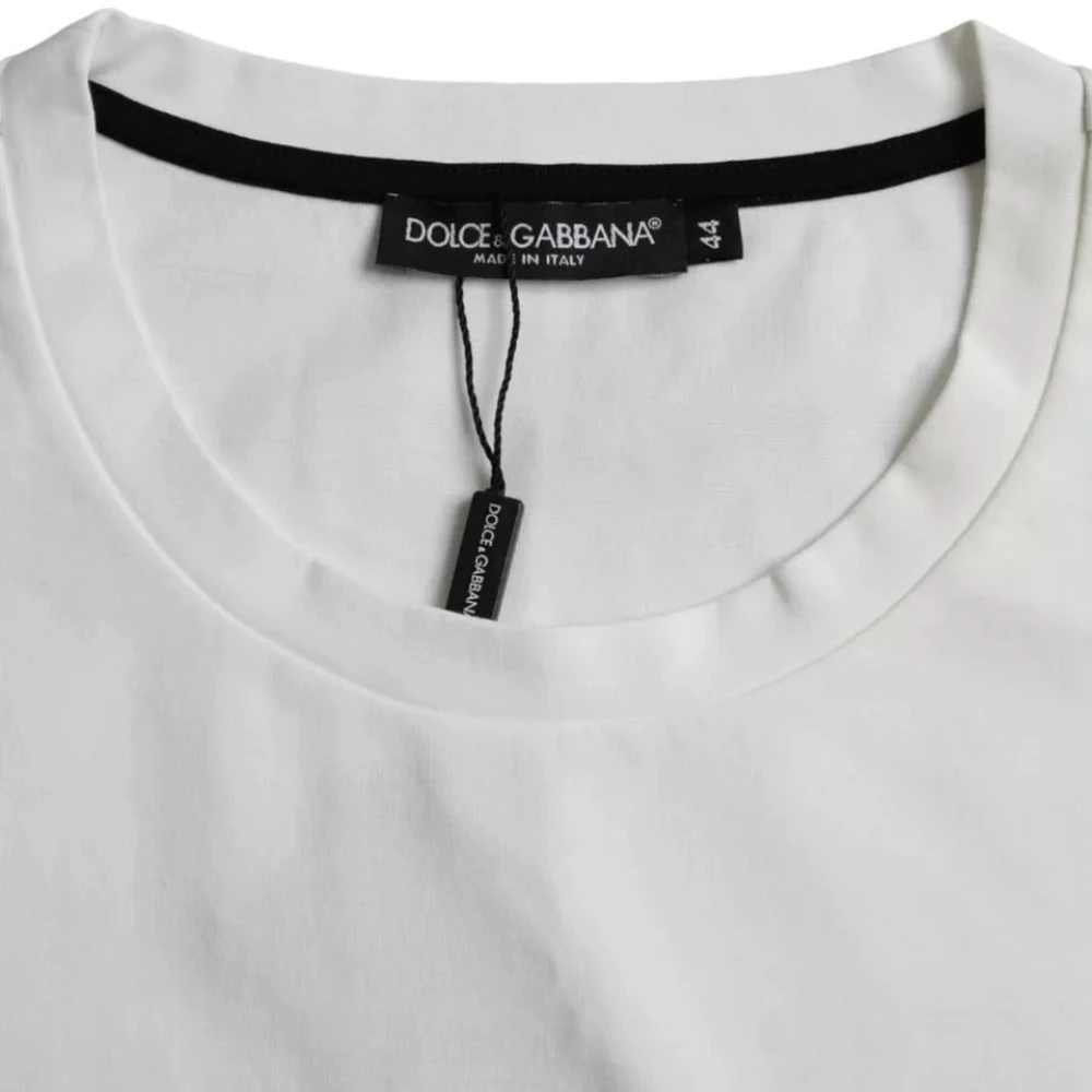 Dolce & Gabbana Rode Lippen Grafisch Katoenen T-Shirt Mannen White Heren