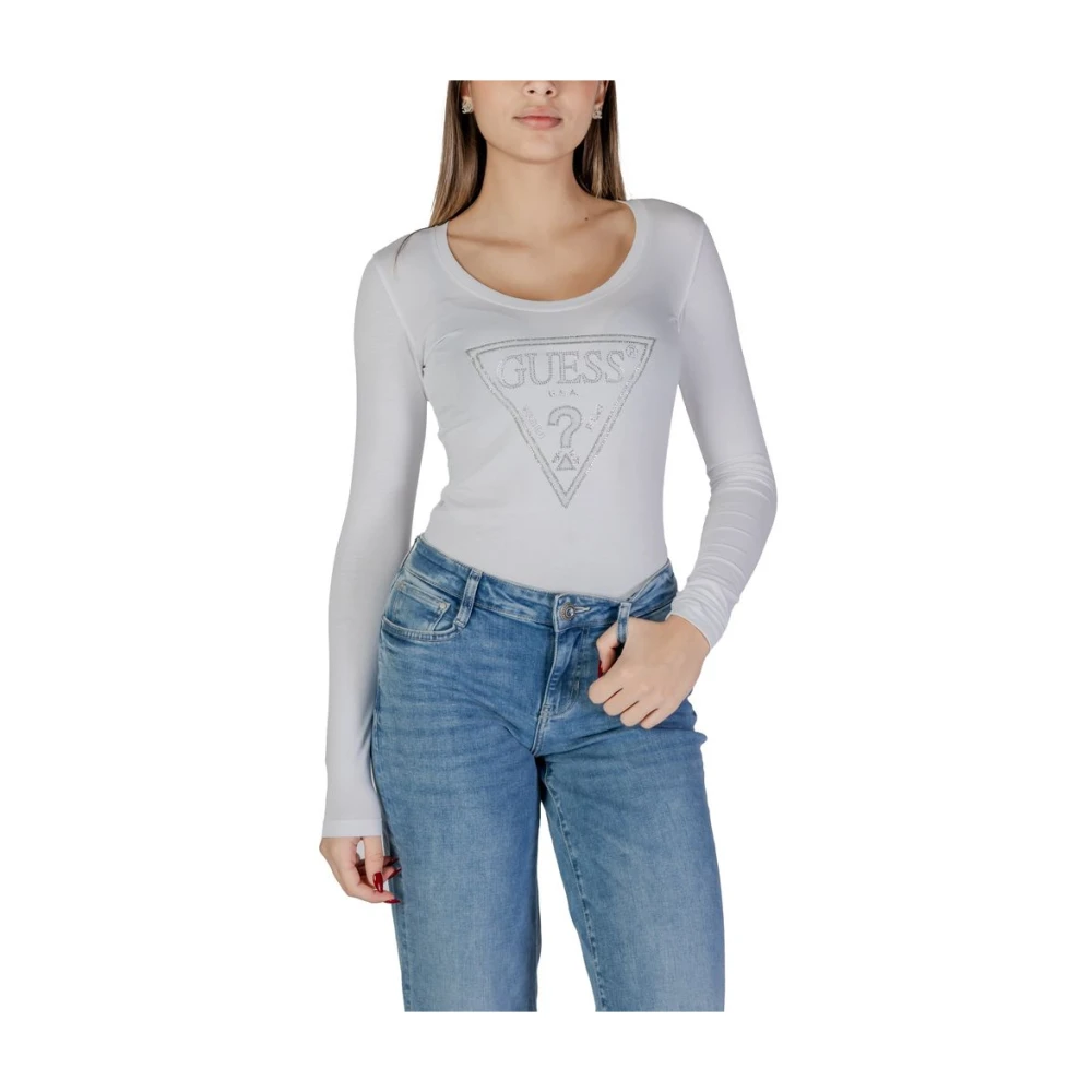 Guess Katoenen T-shirt Lente Zomer Collectie White Dames
