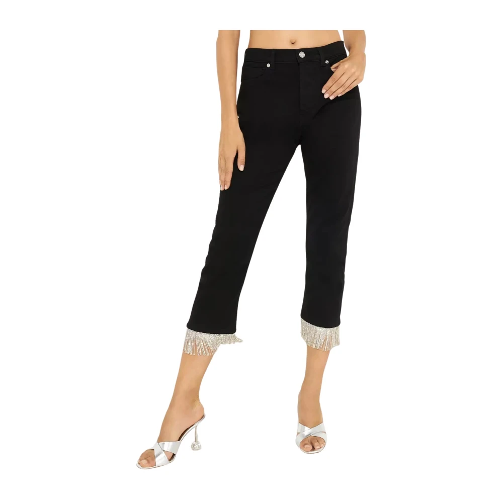 Alexandre Vauthier Zwarte jeans met zilveren franjes Black Dames