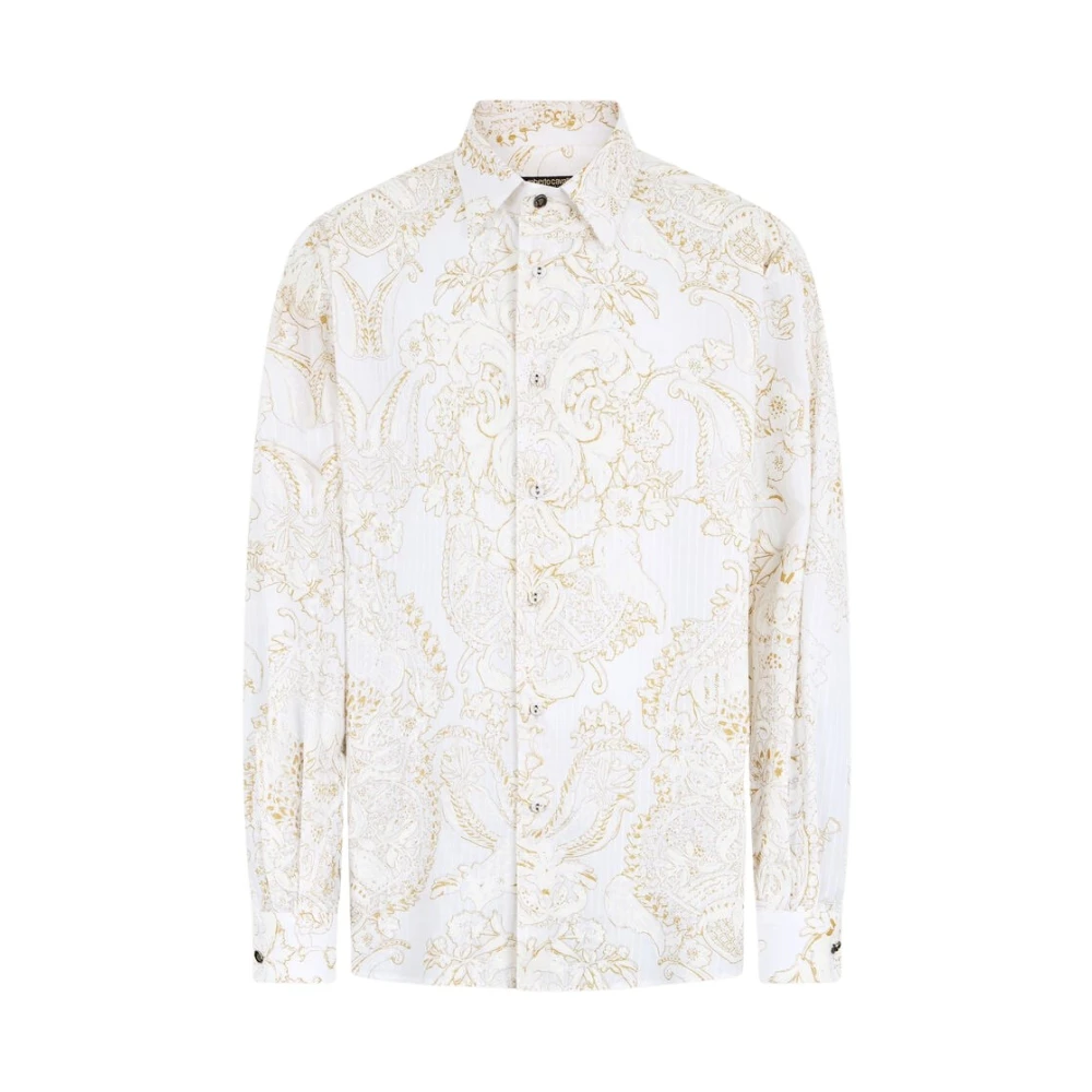 Roberto Cavalli Mannelijk Wit Overhemd Met Ornamentmotief