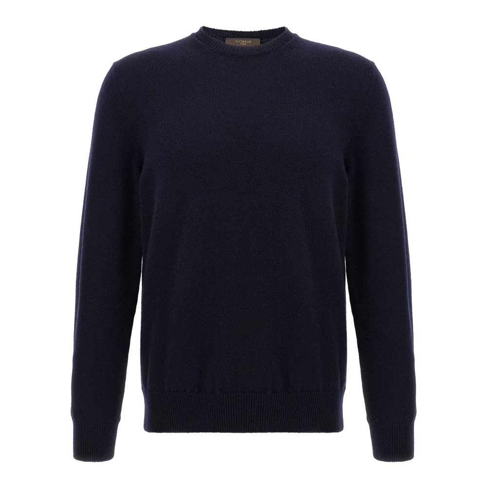 Zanone Men's Blue Wool Crewneck Jumper - Round-Neck Knitwear - L - Knitwear