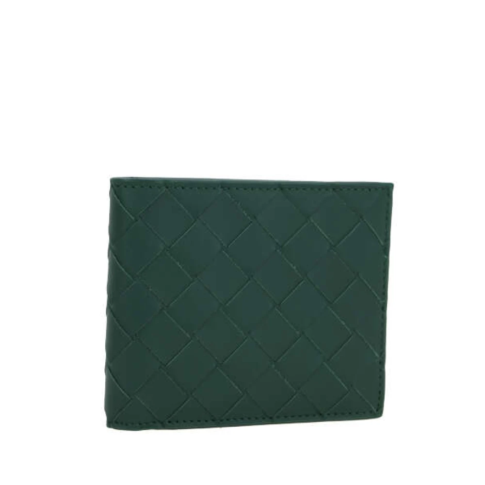 Bottega Veneta Groene Smaragd Bi-Fold Portemonnee met Intrecciato Motief Green Heren