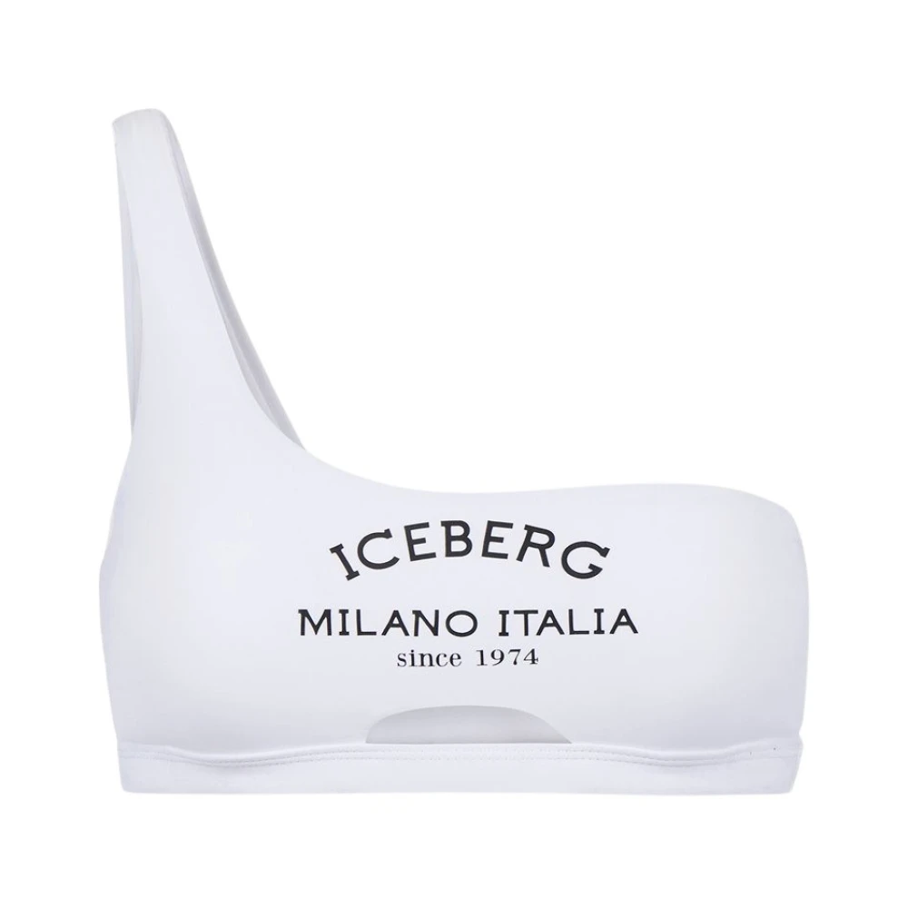 Iceberg Eén-schouder logo zwemtop White Dames